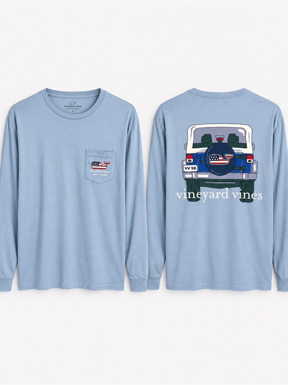 Vineyard Vines Long Sleeve Charleston Jeep Logo with USA whale logo Men’s Large